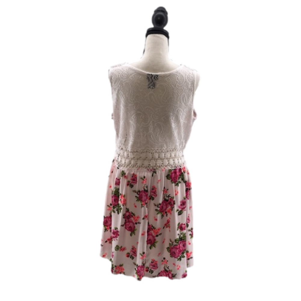RUE21 Creamy White Cut Out Lace Top w/Pink Floral Silky Bottom Sundress—Sz XL - Picture 2 of 16